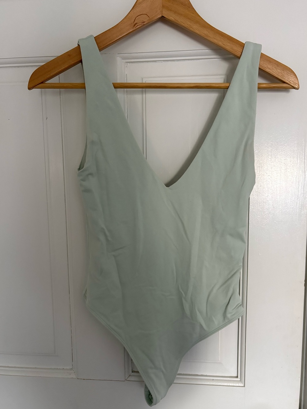 Aritzia Babaton V-Neck Contour Bodysuit in Light Green